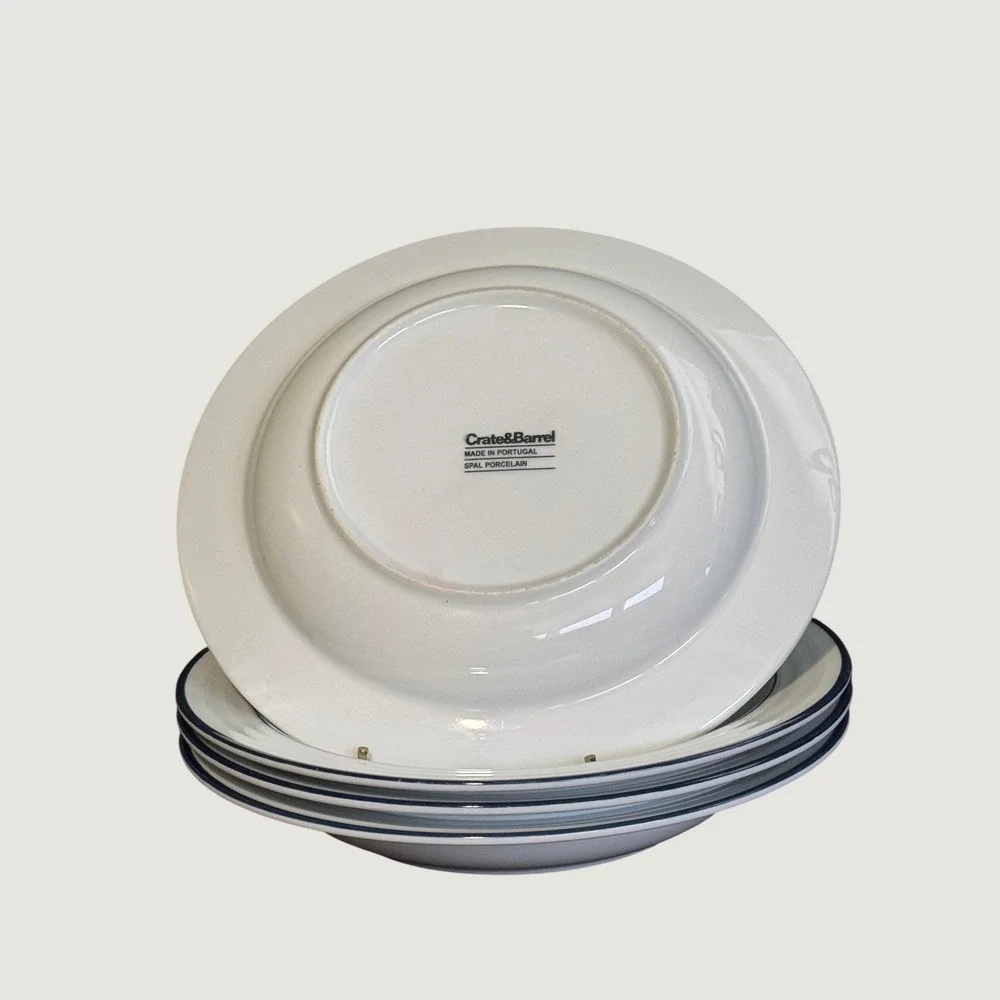 Four Crate & Barrel SPAL Porcelain Roulette Blue Trim 9